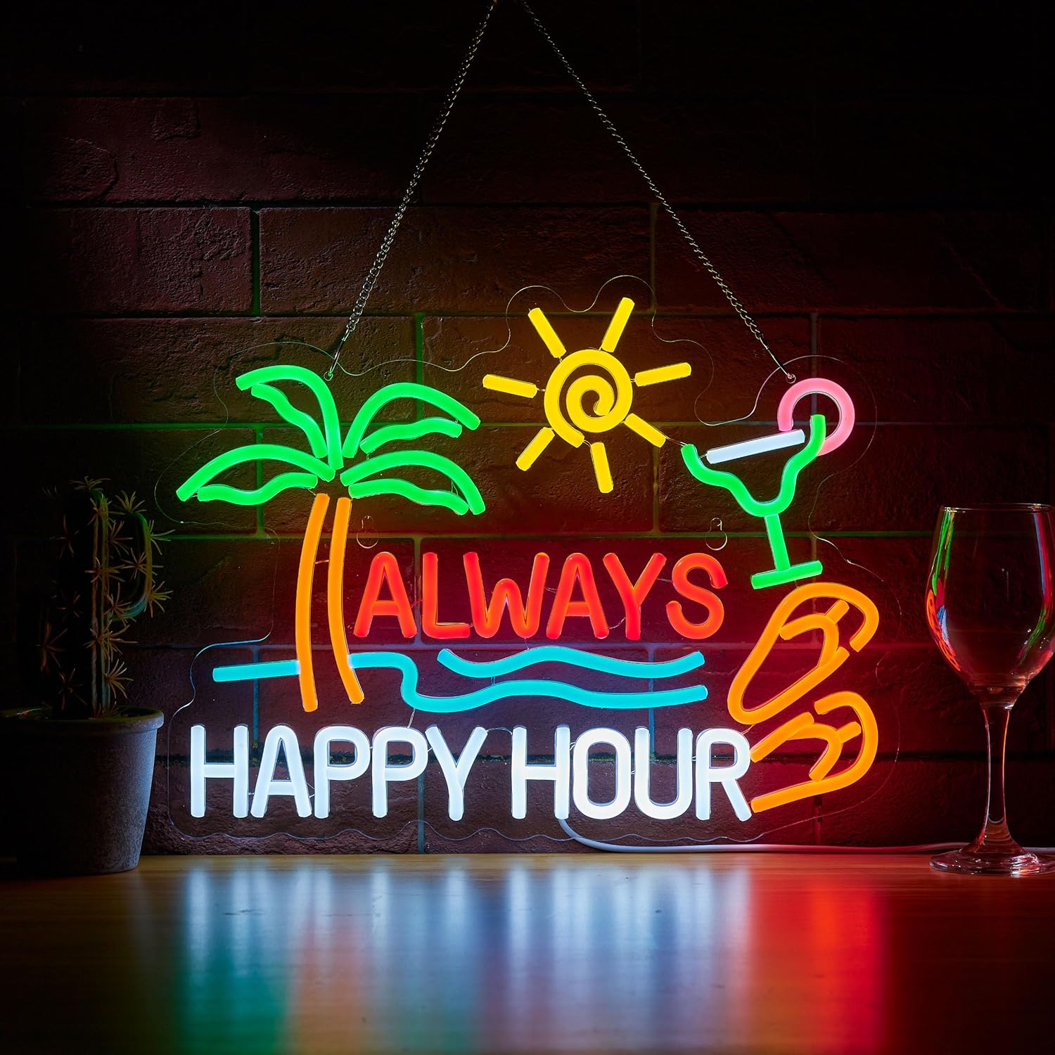 Home Bar Signs - Neon Sign Bar Bir Happy Hour