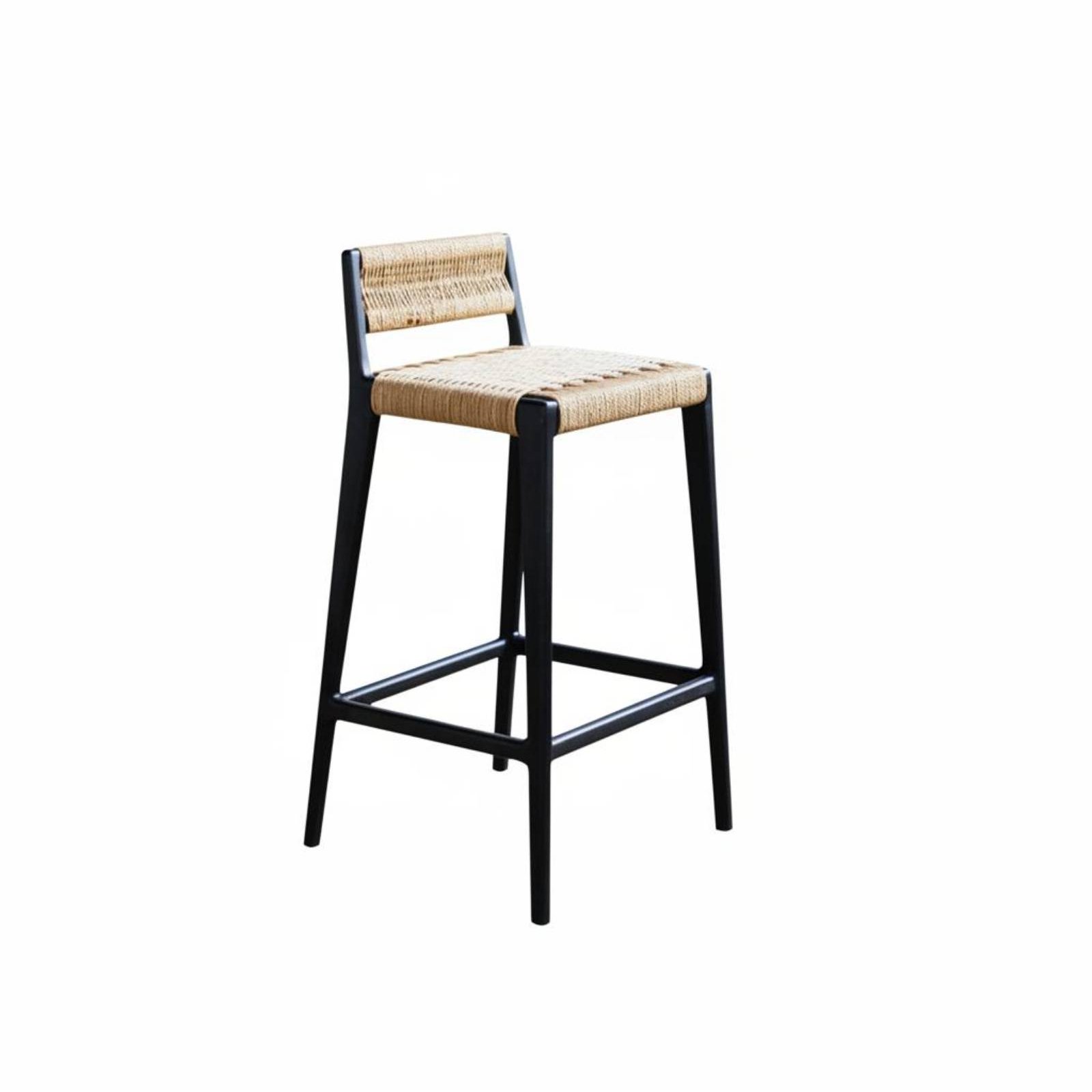 Home Bar Stools - Kursi Tinggi Anyaman Tali dengan Rangka