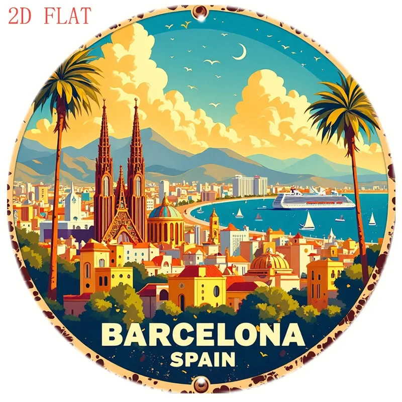 Home Barcelona - Papan Logam Pemandangan Barcelona Spanyol 8