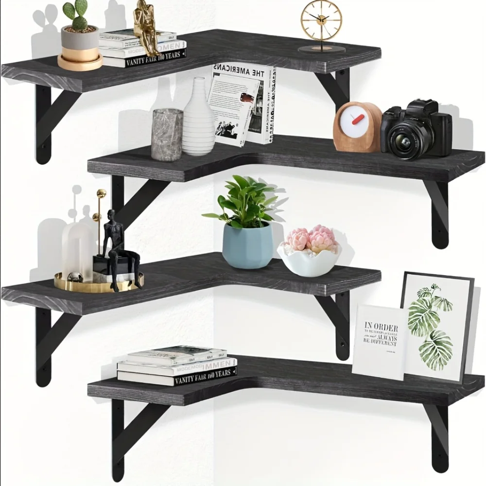 Home Bar Shelf - Rak Dinding Kayu Alami Motif Serat