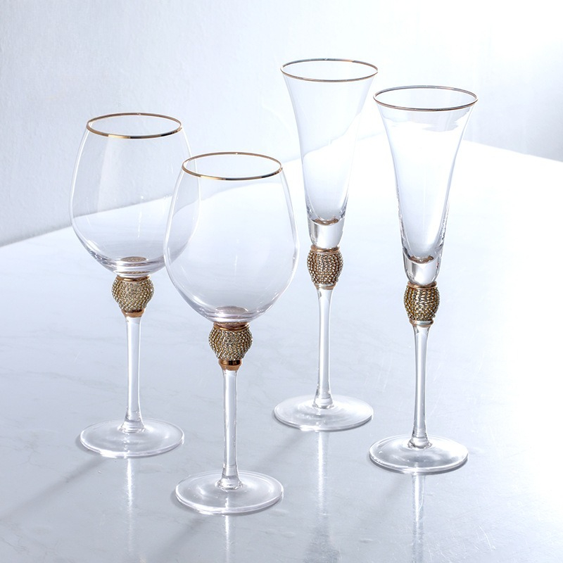 Highball Glass Set - Set Gelas Highball Pelek Emas Berlian