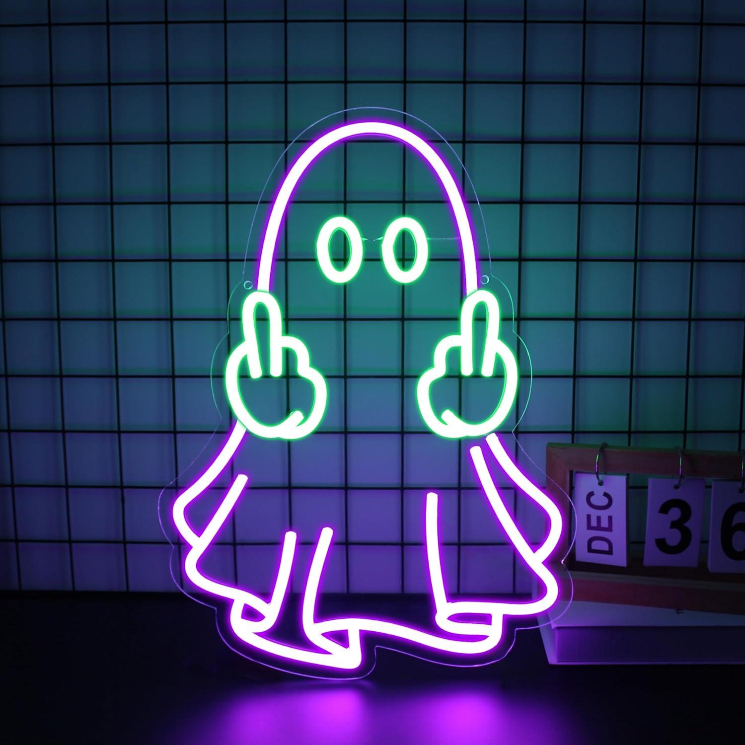 Home Bar Signs - Lampu Neon LED USB Ghost Sign,