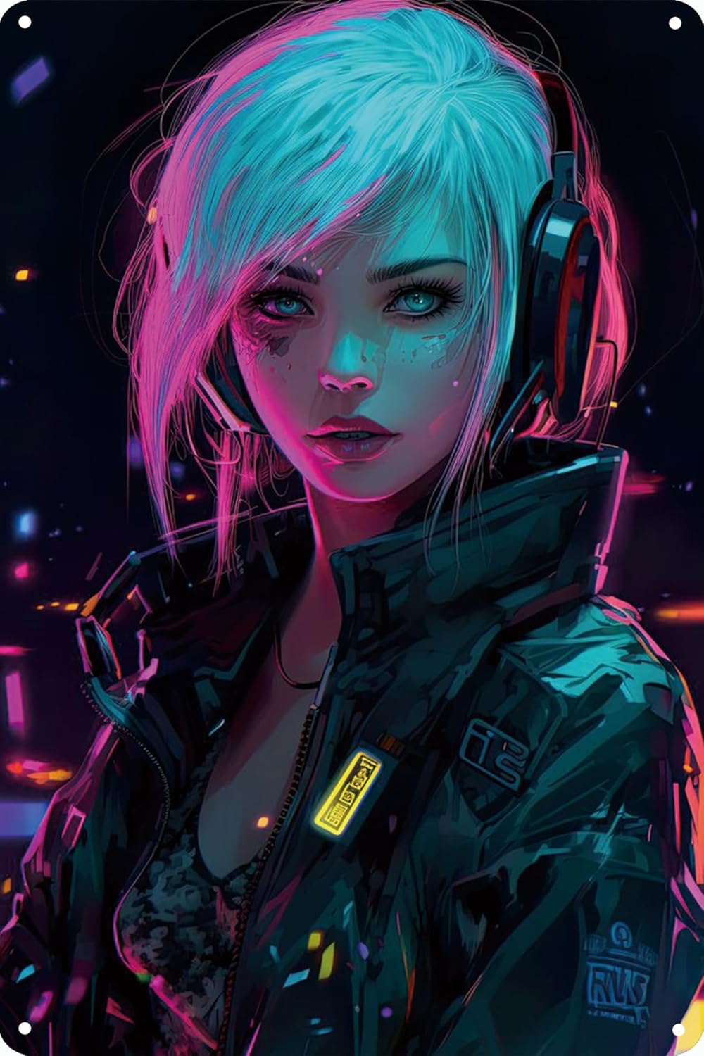 Home Bar And Restaurant - Poster Aluminium Logam Neon Gadis Anime