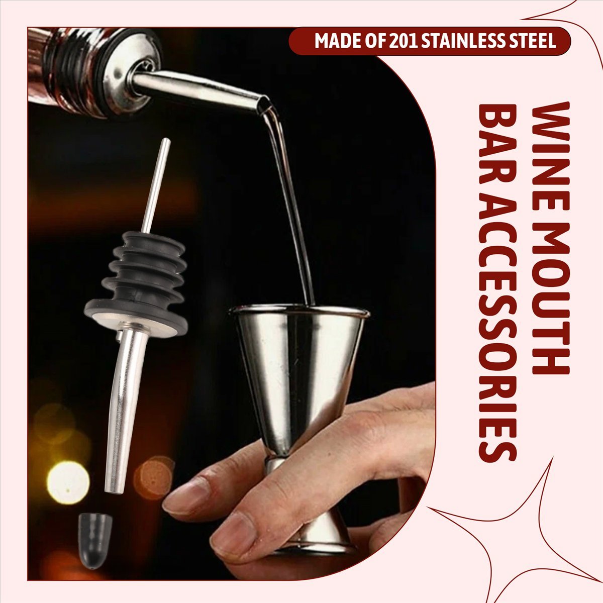 Speed Pourer Cap - 6Pcs Corong Tuang Stainless Steel, Corong