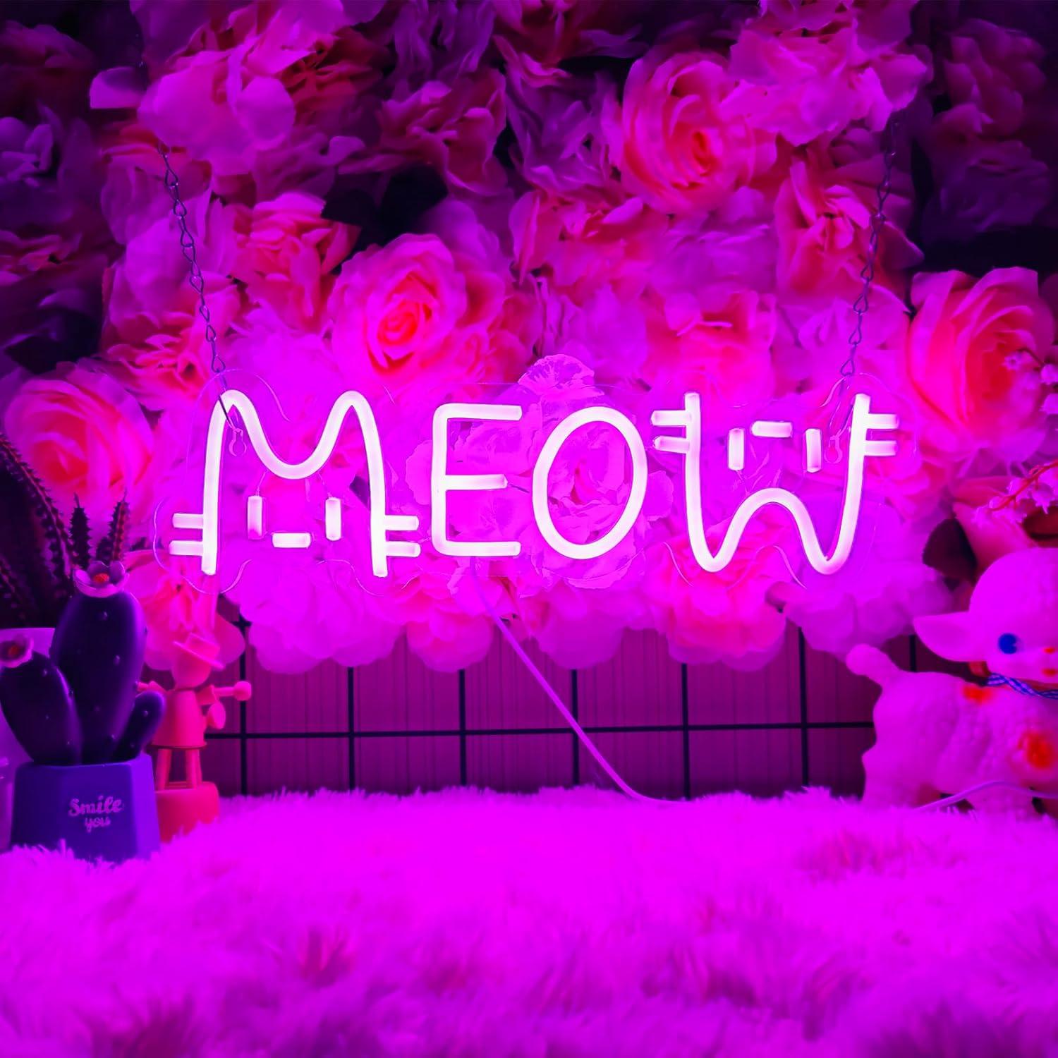 Home Bar And Restaurant - Lampu Neon LED Meow Bertenaga USB,
