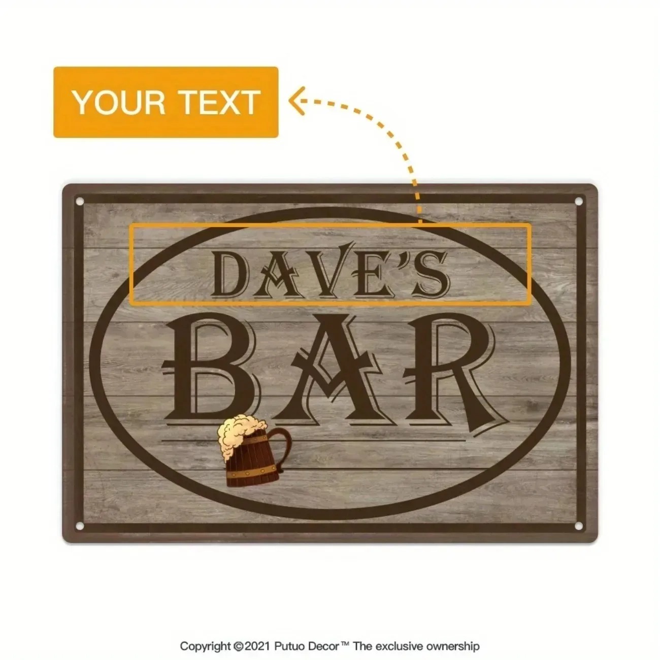 Home Bar Signs - Papan Logam Kustom Personalisasi Ukuran 8