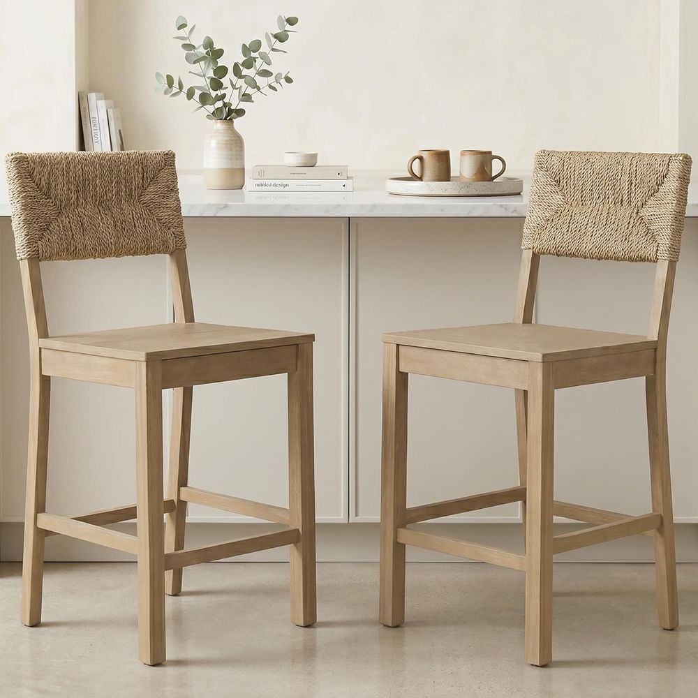 Home Bar Stools - Set 2 Kursi Bar Sandaran Rumput