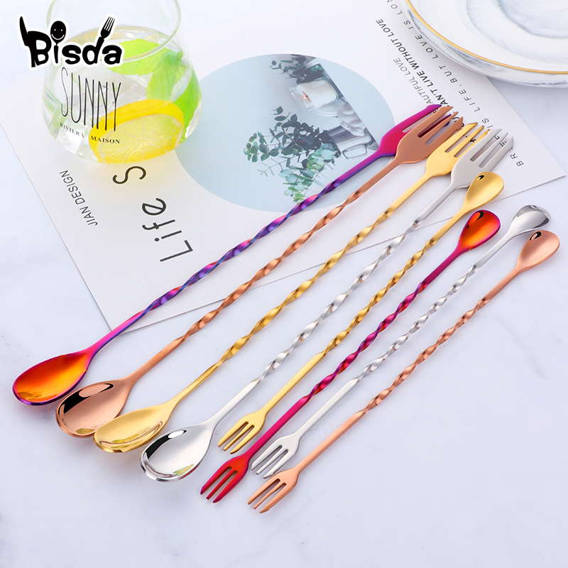 Bar Spoon Twisted - Sendok Bar koktail dengan garpu, baja