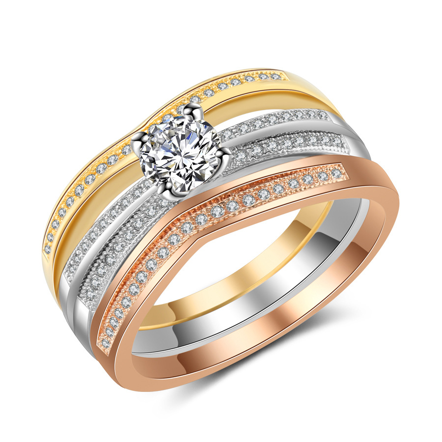 18K Cincin Emas Multi 3 Buah S - Bar Cart Gold ulasan dan harga