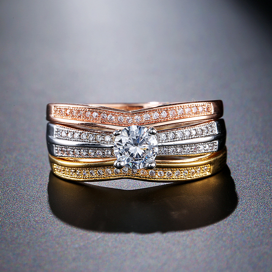 18K Cincin Emas Multi 3 Buah S - Bar Cart Gold ulasan dan harga