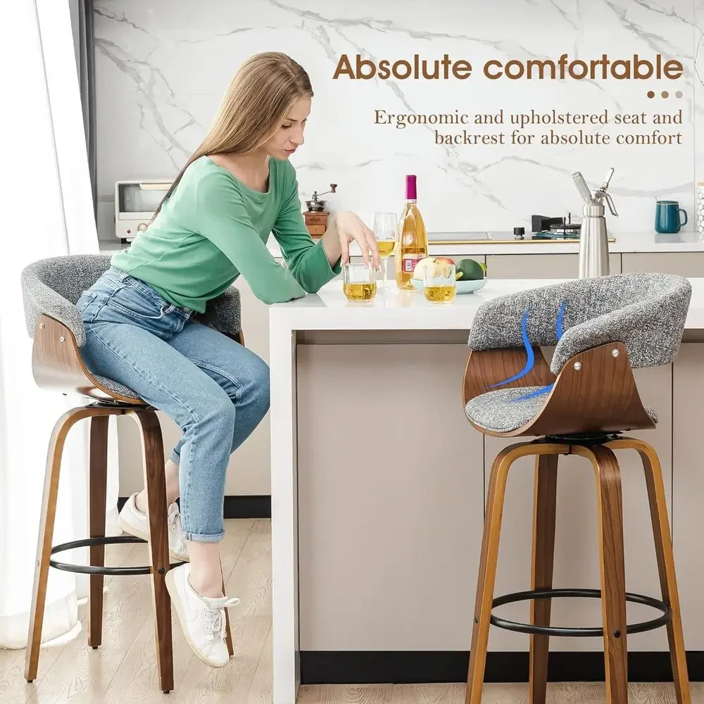 Set 2 Kursi Bar Putar Kain Abu - Home Bar Stools ulasan dan harga