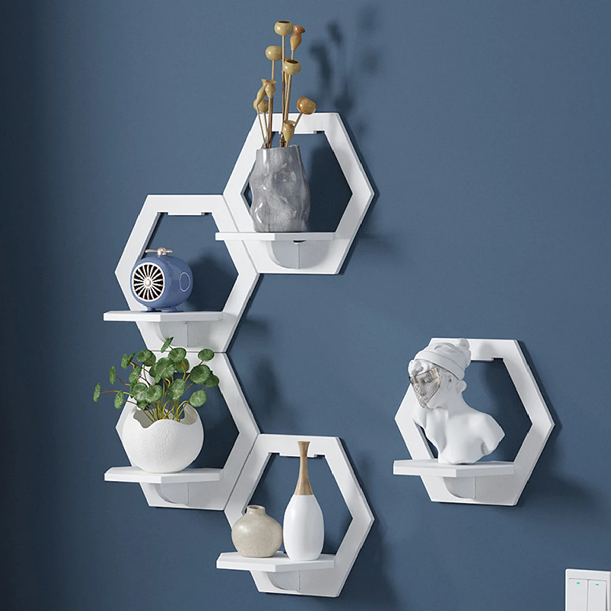 3 buah rak dinding segi enam g - Home Bar Shelf ulasan dan harga