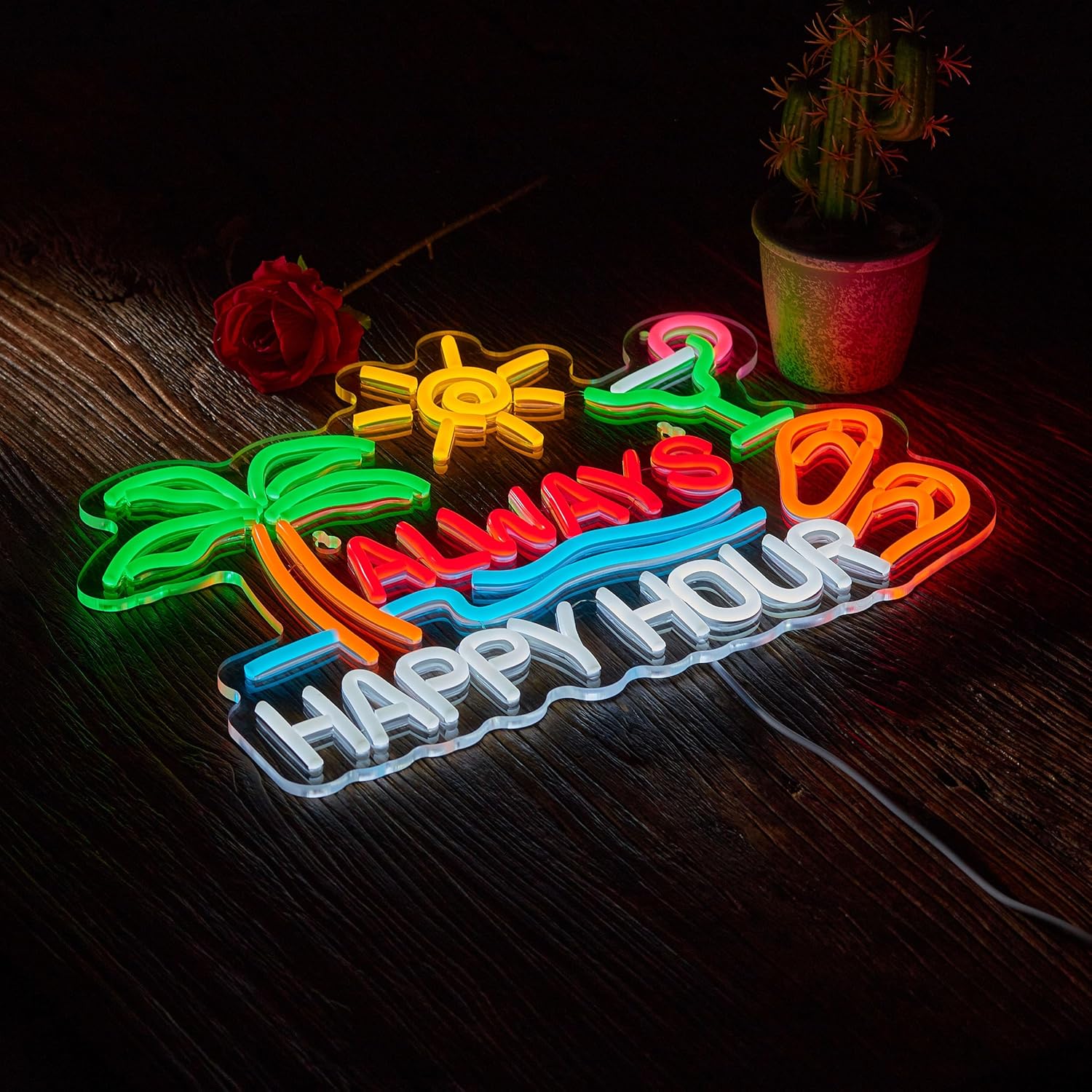 Neon Sign Bar Bir Happy Hour u - Home Bar Signs ulasan dan harga