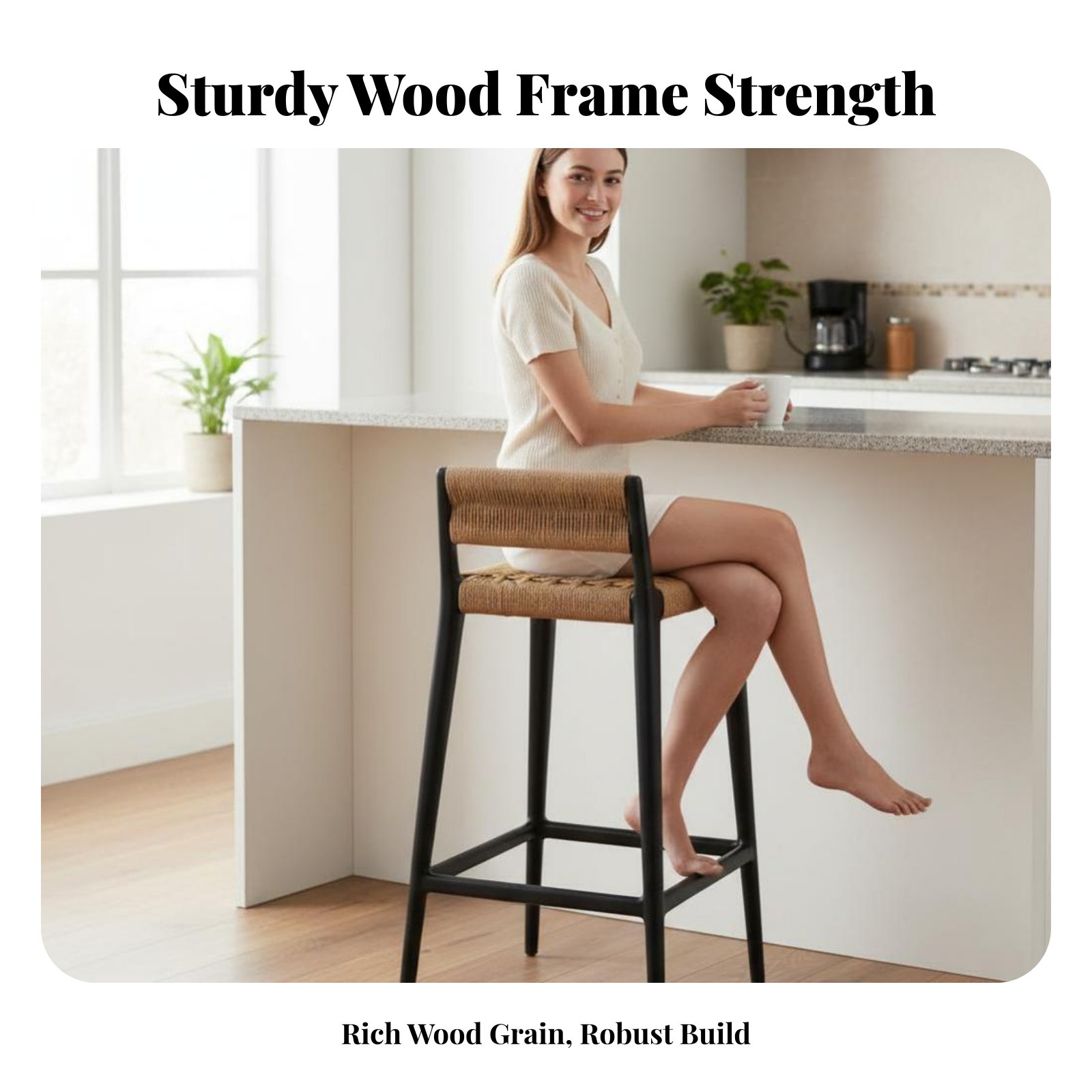 Kursi Tinggi Anyaman Tali deng - Home Bar Stools ulasan dan harga
