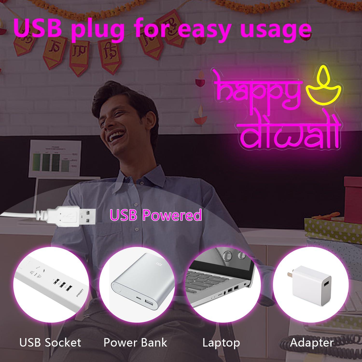 Lampu Neon LED Happy Diwali Be - Home Bar Signs ulasan dan harga