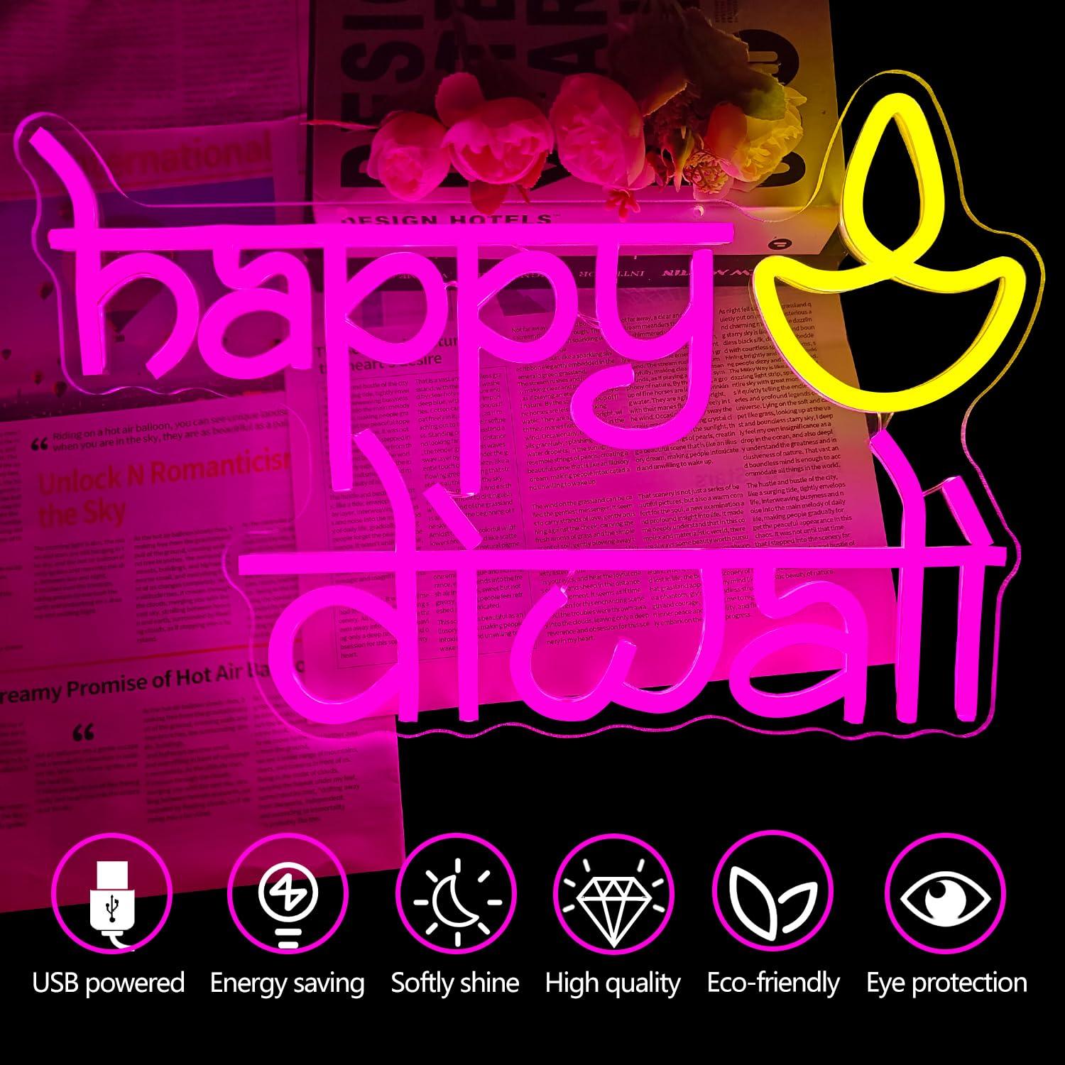 Lampu Neon LED Happy Diwali Be - Home Bar Signs ulasan dan harga