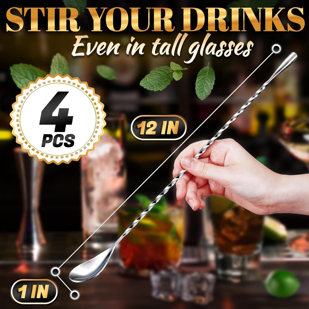 4 Pcs Set Sendok Bar, Panjang  - Bar Spoon Twisted ulasan dan harga