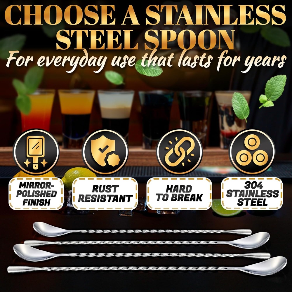 4 Pcs Set Sendok Bar, Panjang  - Bar Spoon Twisted ulasan dan harga