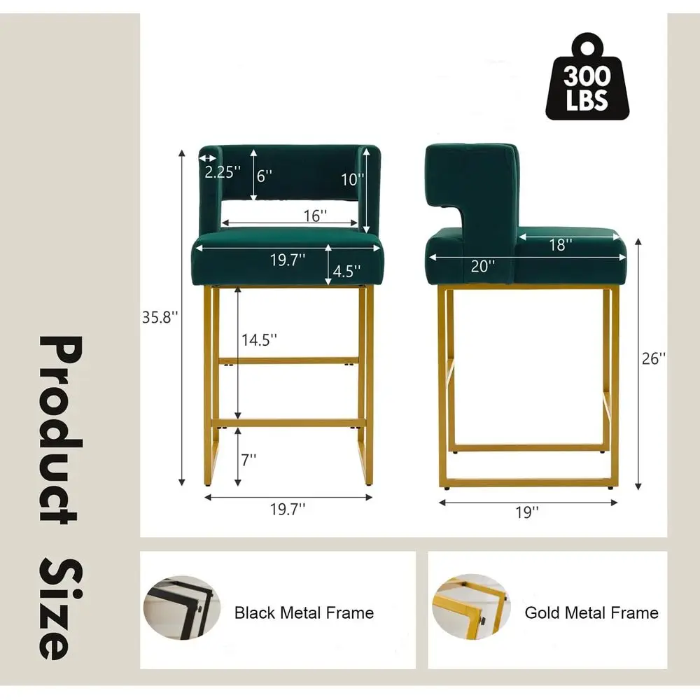 Set 2 Kursi Bar Beludru Hijau  - Home Bar Stools ulasan dan harga