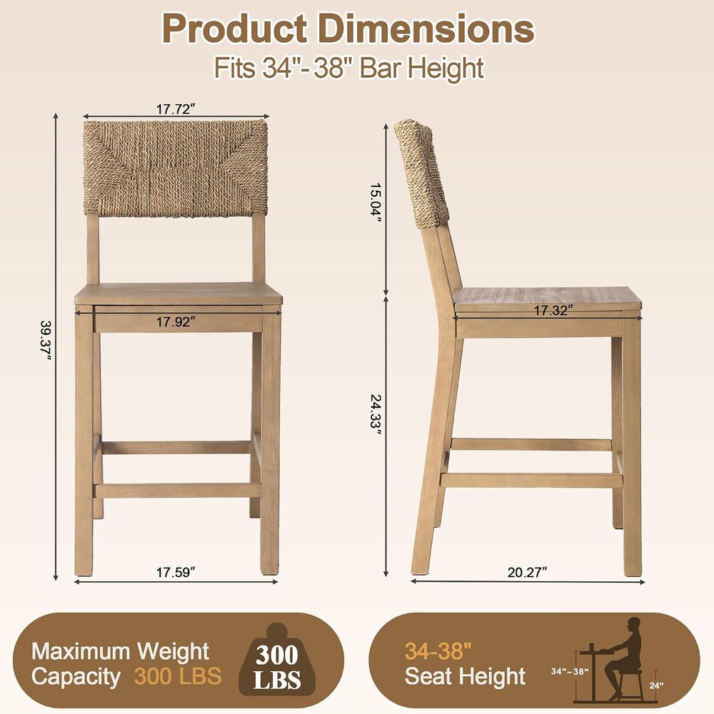 Set 2 Kursi Bar Sandaran Rumpu - Home Bar Stools ulasan dan harga