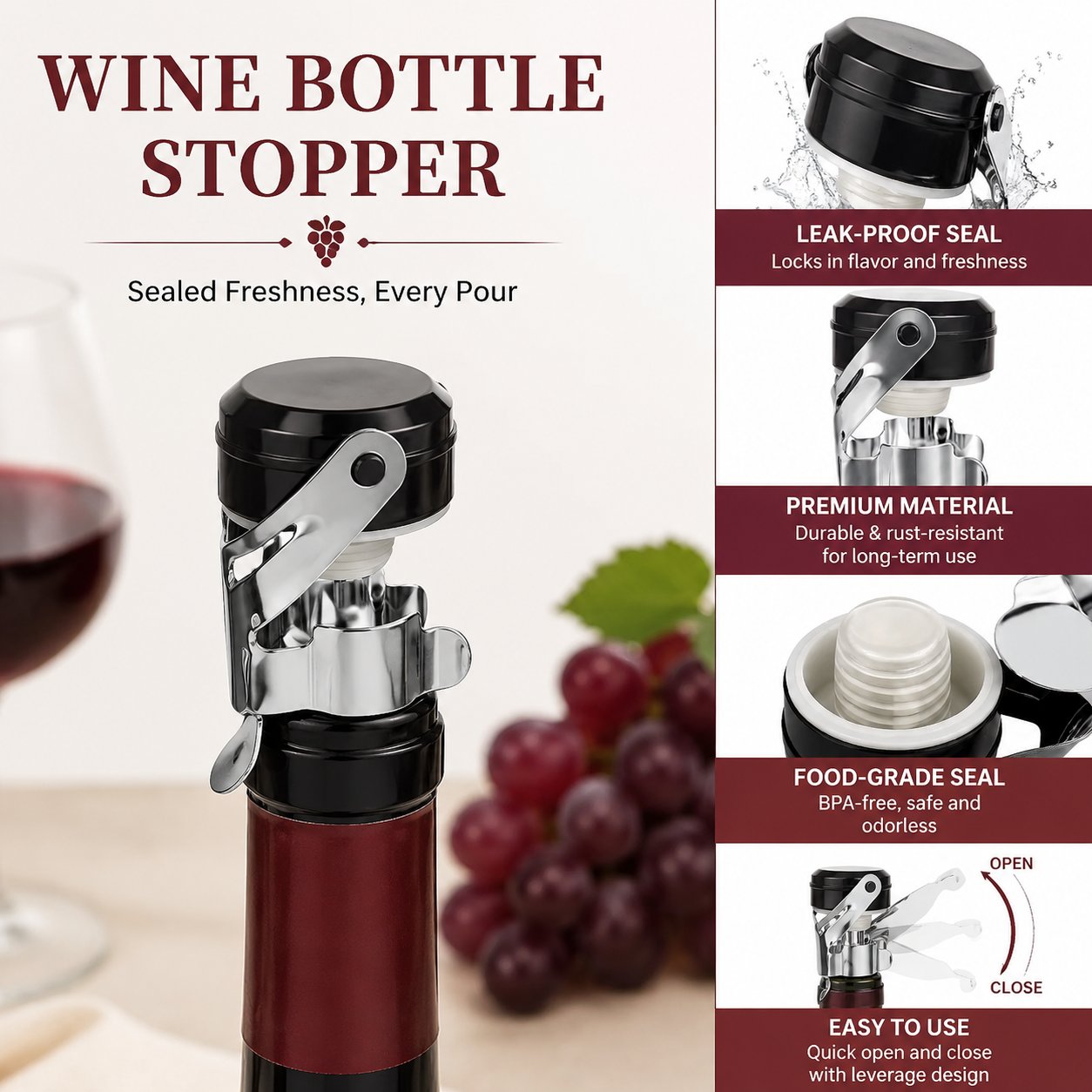 Cabilock 3 Buah Penyegel Botol - Wine Preservation Pump ulasan dan harga